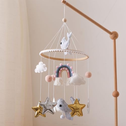 Forai Baby Crib Mobile with Sea Animals and Rainbow