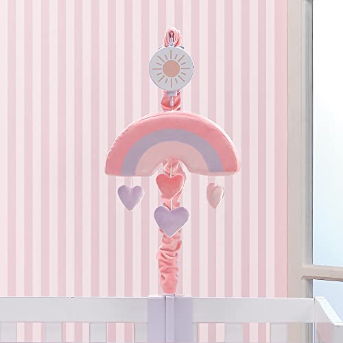 Bedtime Originals Rainbow Hearts Musical Crib Mobile Pink Purple Love