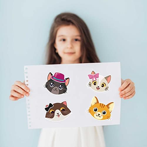 27 Sheets Cat Face Sticker Sheets for Kids Craft Party Supplies