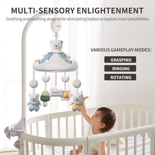 Banshili Baby Crib Mobile with Bluetooth Music and Soft Plush Toys