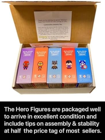 Superheroes Mini Building Blocks 5-Pack Collectible Display Set