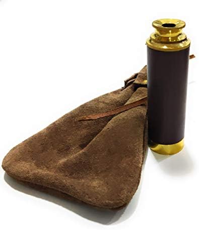 Nautical-Mart 9 Inch Brass Telescope with Brown Suede Leather Case