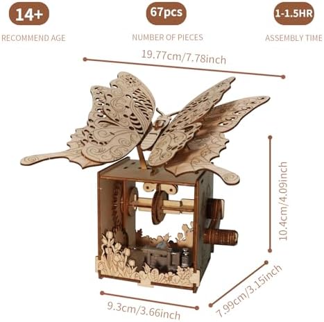 3D Butterfly Mechanical Music Box Puzzle Kit for Adults