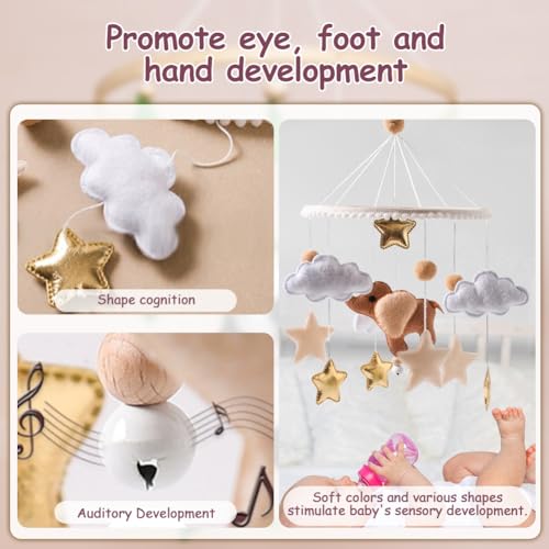 EUBUY Baby Mobile with Felt Balls and Elephant Design