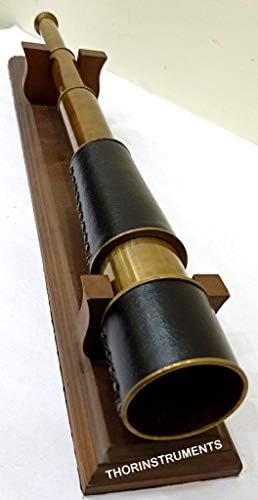 Nautical Antique Brass Pirate Telescope with Black Leather Case