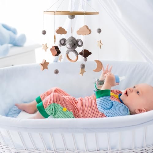Bunny Baby Crib Mobile - Neutral Hand-Crocheted Decor