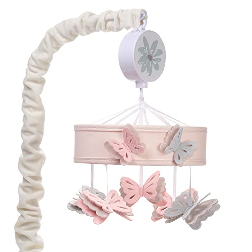 Lambs Ivy Baby Blooms Pink Butterfly Musical Crib Mobile Soother Toy