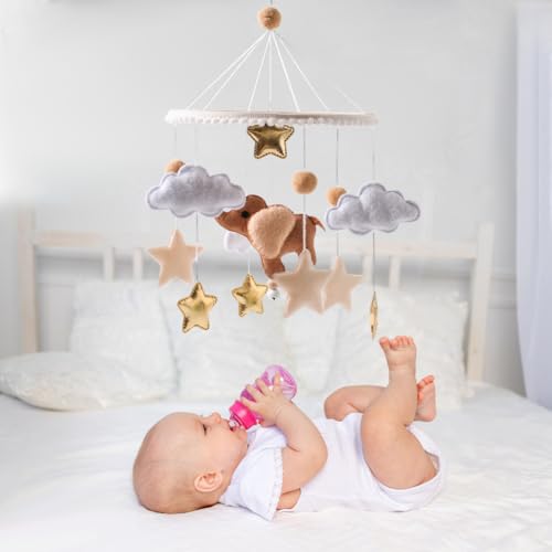 EUBUY Baby Mobile with Felt Balls and Elephant Design