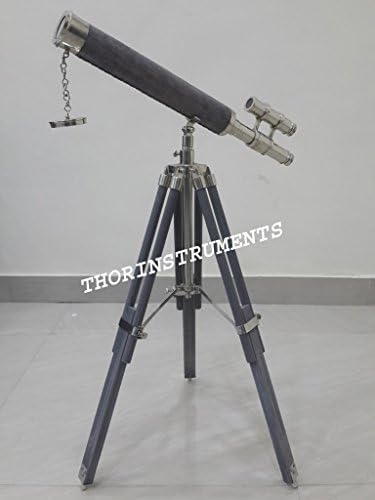 Thor Instruments Nautical Navy Brass Telescope with Wooden Tripod Stand