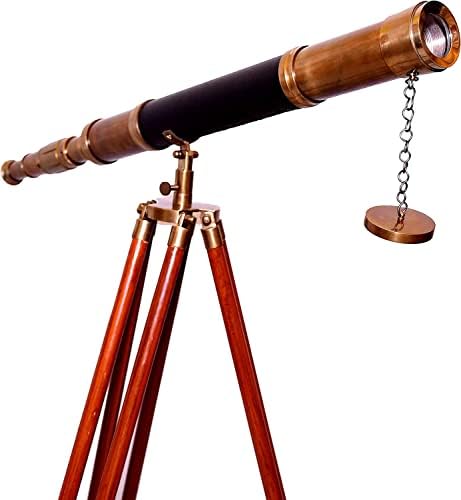 Antique Marine Telescope Wooden Tripod Stand