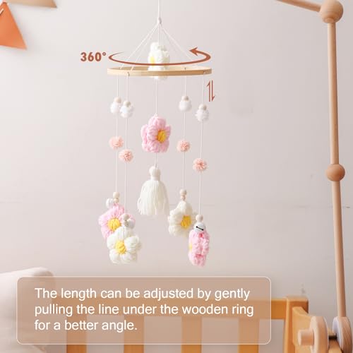 Forai Baby Crib Mobile with Pink Flower Design