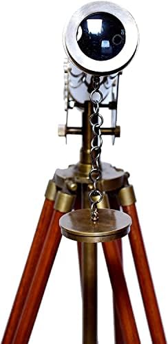 Antique Victorian Brass Telescope with Wooden Tripod