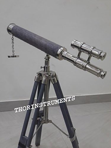 Thor Instruments Nautical Navy Brass Telescope with Wooden Tripod Stand