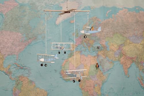 Handcrafted Wooden Airplane Mobile for Baby Room