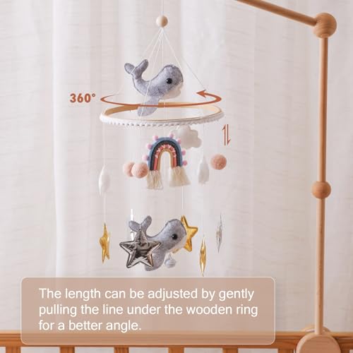 Forai Baby Crib Mobile with Sea Animals and Rainbow