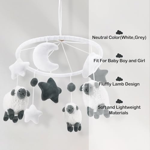 Gicoherero Sheep Baby Crib Mobile Neutral Farm Animal Hanging Decor