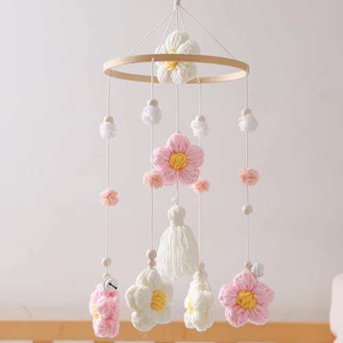 Forai Baby Crib Mobile with Pink Flower Design