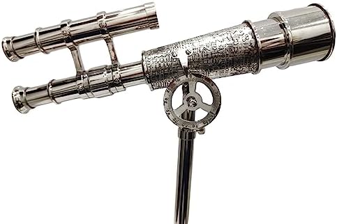 Vintage Antique Brass Telescope with Tripod Display