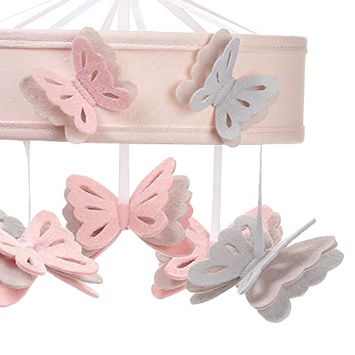 Lambs Ivy Baby Blooms Pink Butterfly Musical Crib Mobile Soother Toy