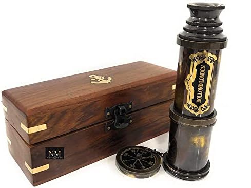 NauticalMart Brass Pirate Telescope 17 Inch with Wooden Box