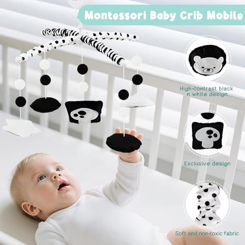 Montessori Crib Mobile with 3-Mode Music Box