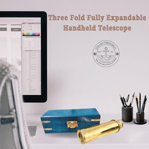 Solid Brass Pirate Spyglass Telescope - 18 Inch Handheld Nautical Decor