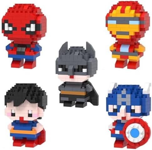 Superheroes Mini Building Blocks 5-Pack Collectible Display Set