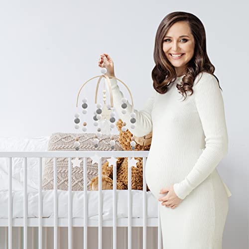 Gray-Star Boho Crib Mobile - Handmade Wooden Bead Decor