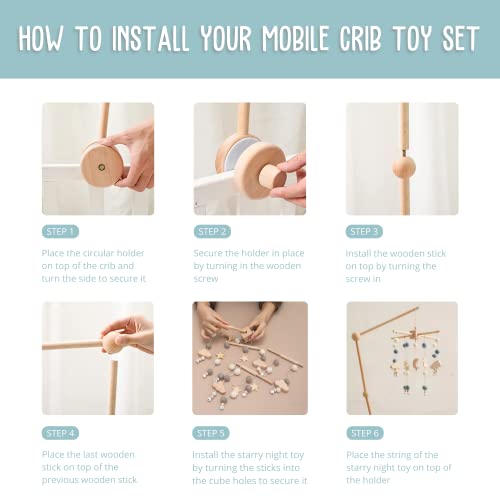 BlueMello Starry Night Crib Mobile and Holder Set