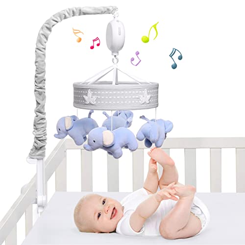 YUNGCHI Baby Mobile for Crib Musical Carousel Elephant Decor