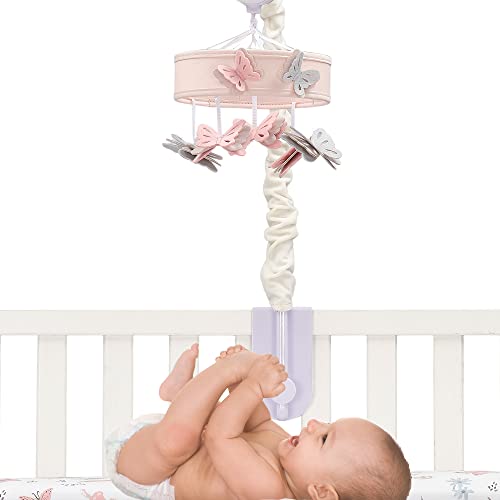 Lambs Ivy Baby Blooms Pink Butterfly Musical Crib Mobile Soother Toy