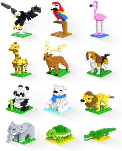 Kimiangel Mini Animal Building Blocks 12 Pack for Kids Party Favors