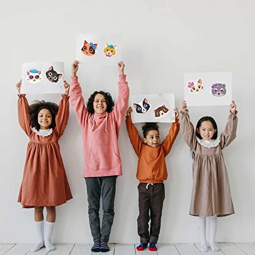 27 Sheets Cat Face Sticker Sheets for Kids Craft Party Supplies