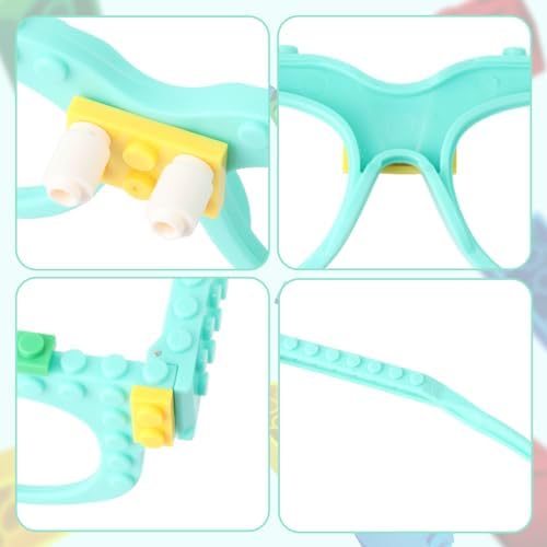 Hxezoc 12 Pcs DIY Building Bricks Glasses Set for Kids