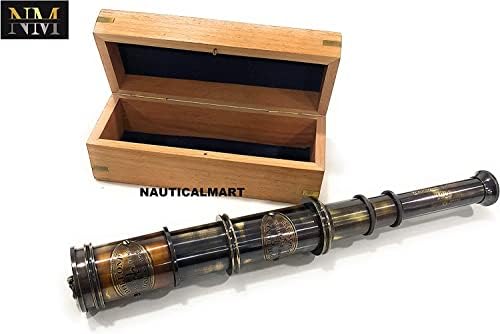 Handtooled Brass Spy Glass Telescope with Hardwood Box