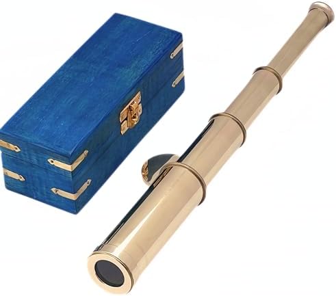 Solid Brass Pirate Spyglass Telescope - 18 Inch Handheld Nautical Decor