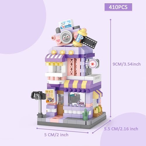 4 Mini City Shop Building Blocks Model Set for Kids