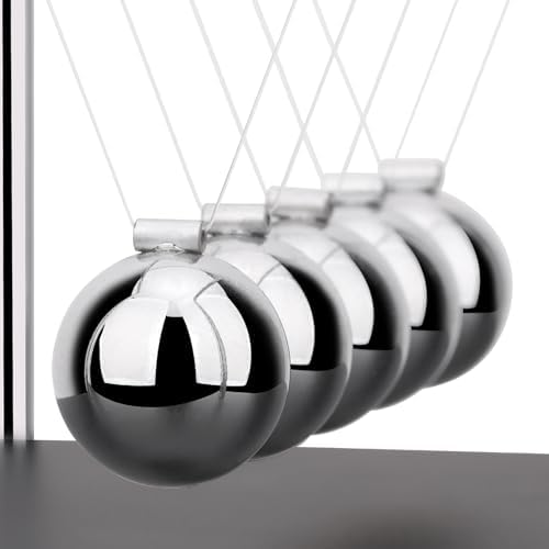 SEVNPRIME 5 Large Beads Newtons Cradle Desk Toy with Black Base