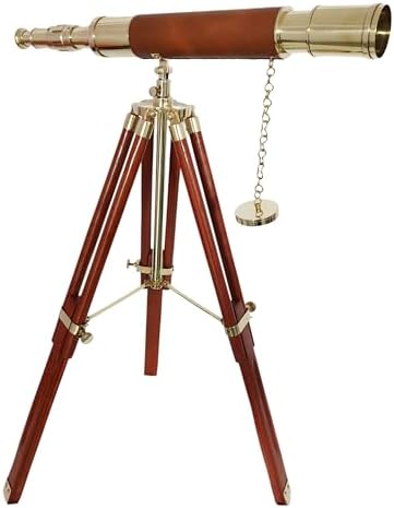 Nautical Brass Telescope with Wooden Tripod