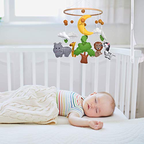 Baby Crib Mobile with Safari Animals and Lullaby Music Player