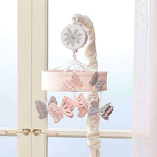 Lambs Ivy Baby Blooms Pink Butterfly Musical Crib Mobile Soother Toy