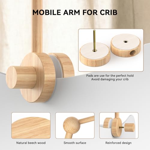 FEISIKE Crib Mobile Arm 3386 Inch Natural Beech Wood