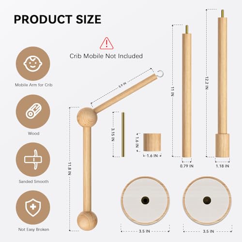 FEISIKE Crib Mobile Arm 3386 Inch Natural Beech Wood