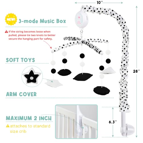 Montessori Crib Mobile with 3-Mode Music Box