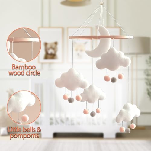 Boho Baby Crib Mobile - Gender Neutral Hand-Crocheted Moon Stars Clouds
