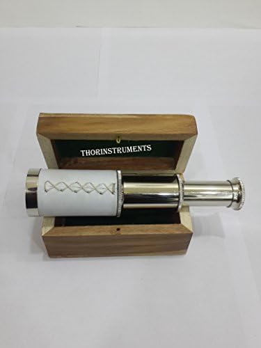 6 Inch Nautical Pirate Brass Telescope with Wooden Box