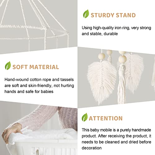 Boho Crib Mobile Neutral Baby Nursery Decor