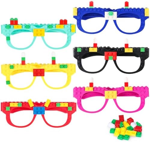Hxezoc 12 Pcs DIY Building Bricks Glasses Set for Kids
