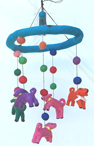 Baby Mobile with Handmade Wool Dogs for Crib