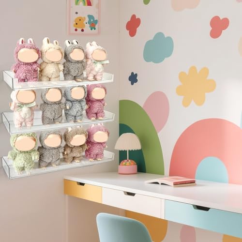 BOHOIDEE Clear Floating Shelves 3 Pack Wall Display Storage